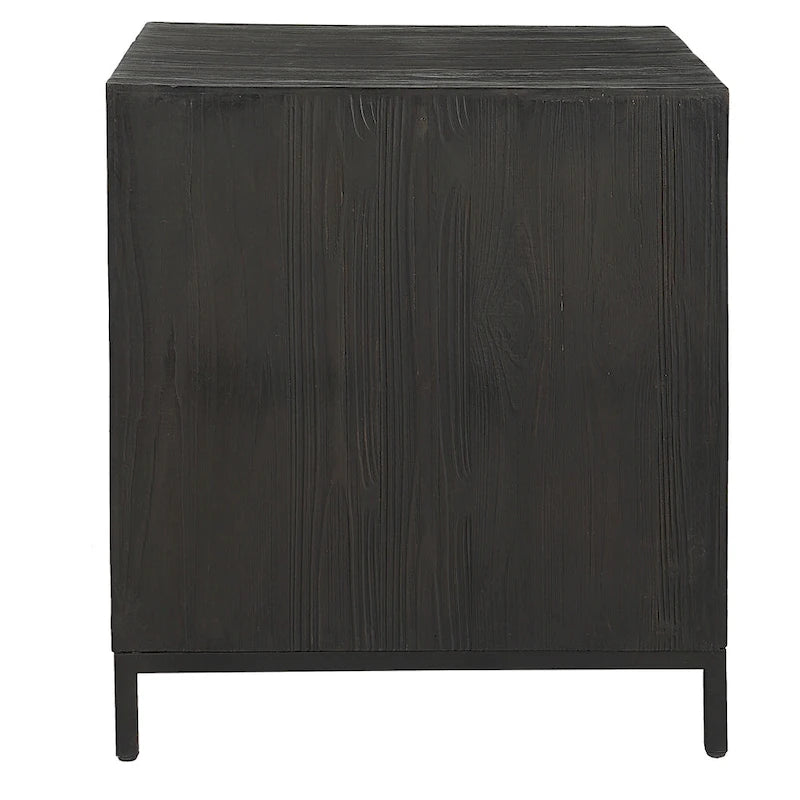 Black Geometric End Table / Accent Cabinet – 22"W × 26"H × 20"D
