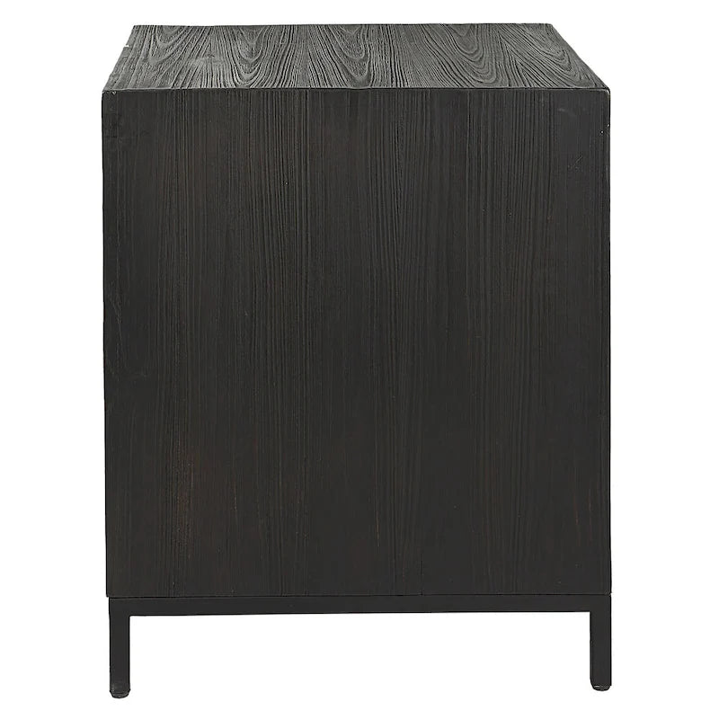 Black Geometric End Table / Accent Cabinet – 22"W × 26"H × 20"D
