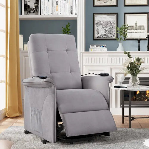Fauteuil inclinable releveur électrique gris, 1 place, avec fonction massage
