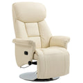 White Swivel Recliner Chair with Footrest, Single Seat, PU Leather