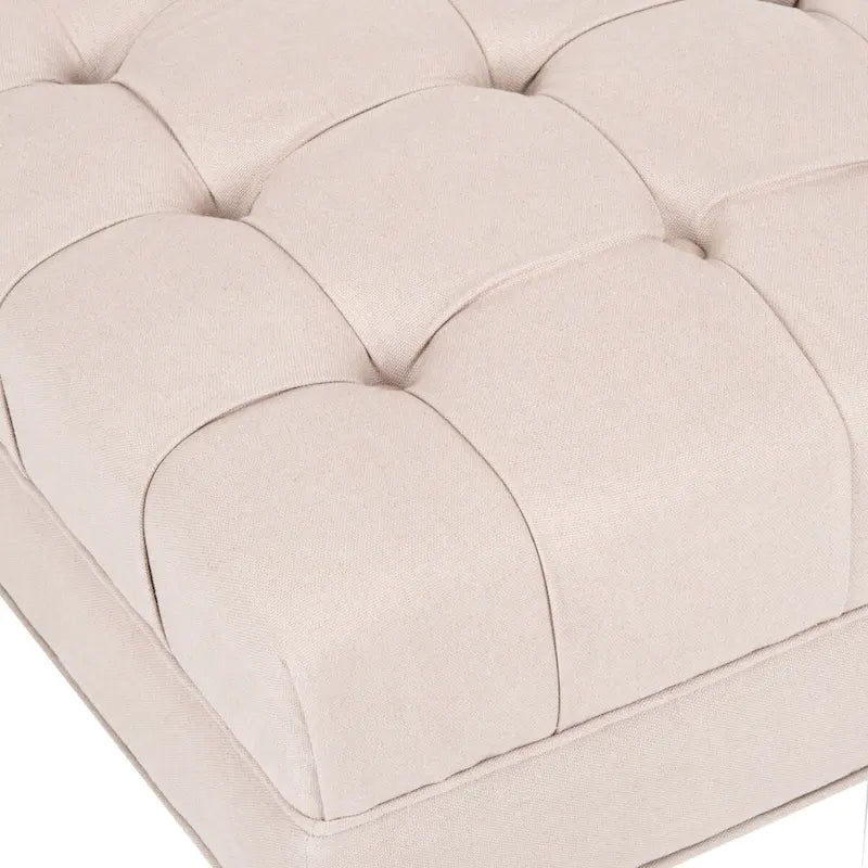 Button-Tufted Cocktail Ottoman – Cotton Viscose, Espresso Legs