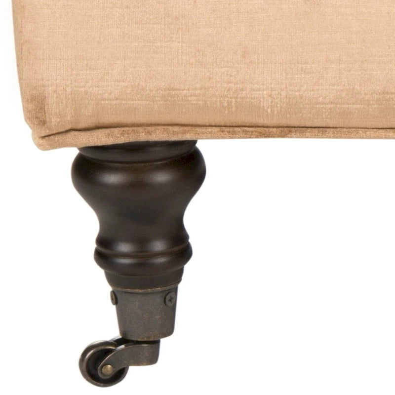 Button-Tufted Cocktail Ottoman – Cotton Viscose, Espresso Legs