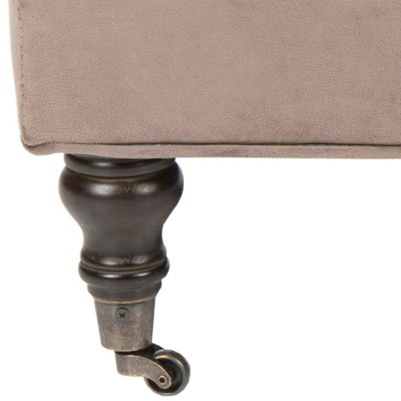 Button-Tufted Cocktail Ottoman – Cotton Viscose, Espresso Legs