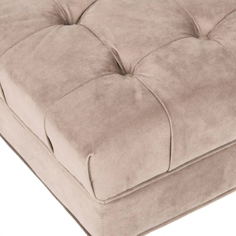 Button-Tufted Cocktail Ottoman – Cotton Viscose, Espresso Legs