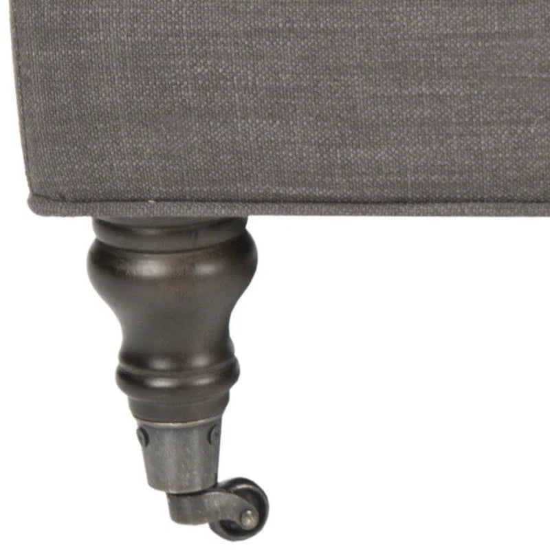 Button-Tufted Cocktail Ottoman – Cotton Viscose, Espresso Legs
