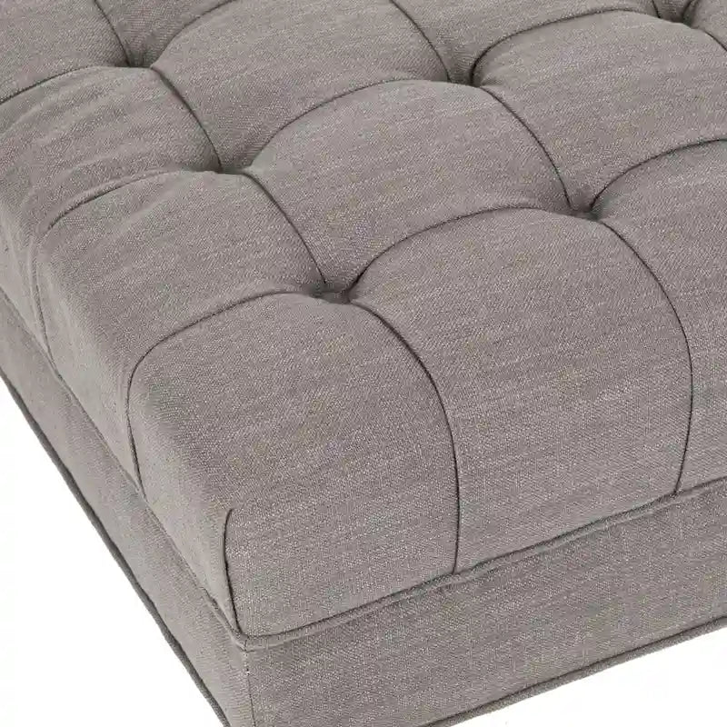 Button-Tufted Cocktail Ottoman – Cotton Viscose, Espresso Legs
