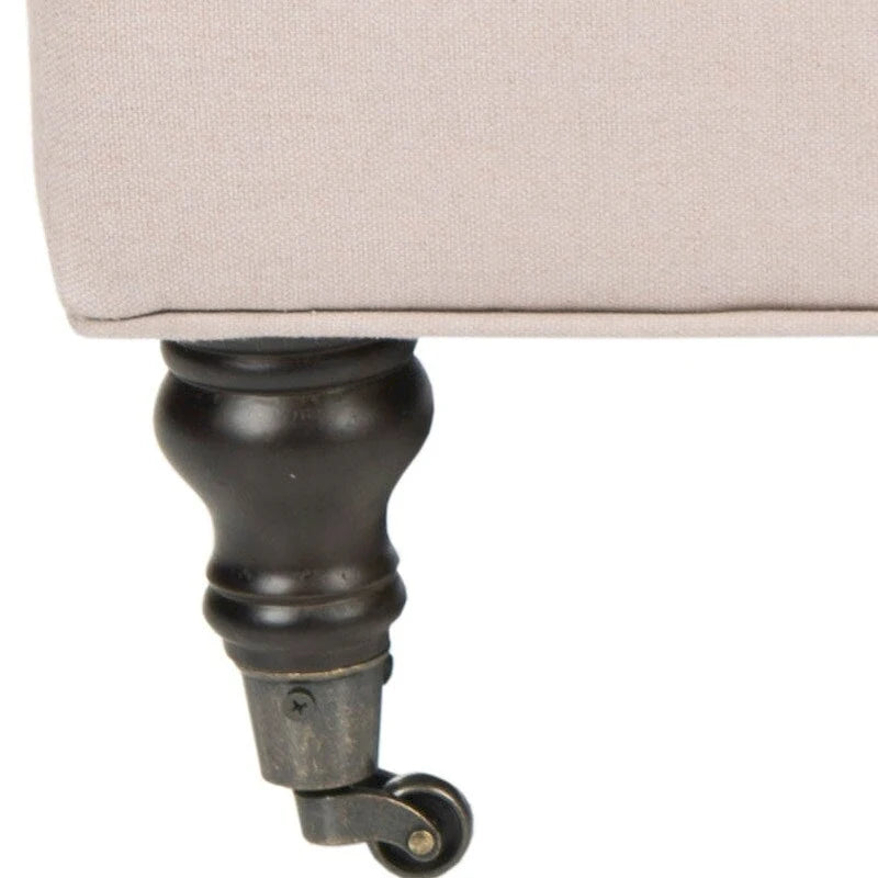 Button-Tufted Cocktail Ottoman – Cotton Viscose, Espresso Legs