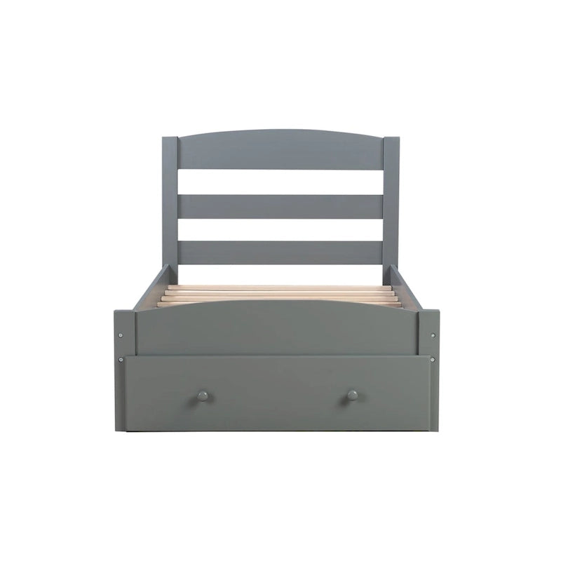 Twin Platform Bed Frame with Storage Drawer | Espresso, White, Walnut, Gray