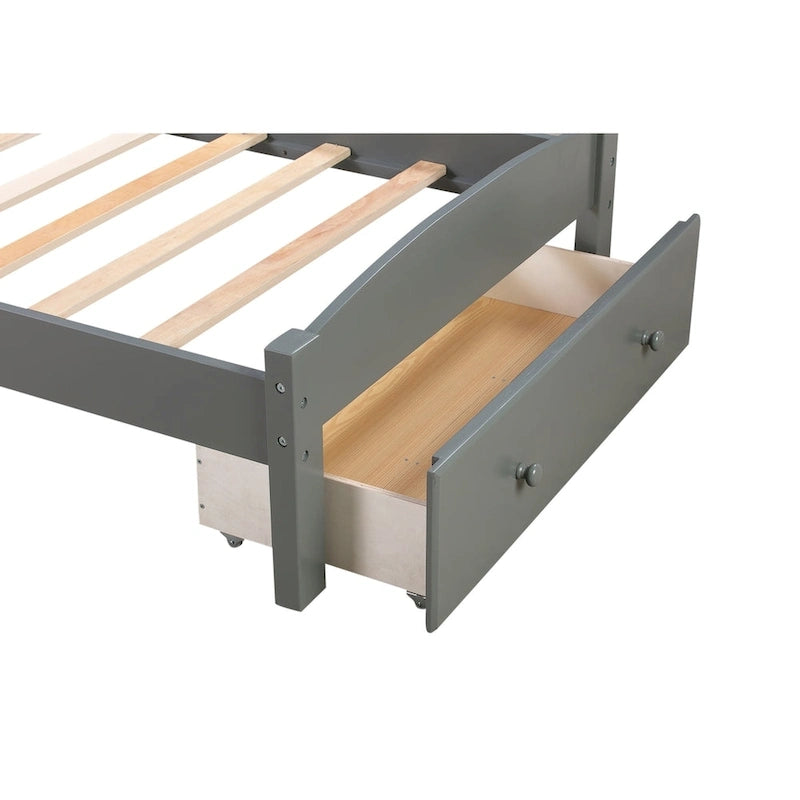 Twin Platform Bed Frame with Storage Drawer | Espresso, White, Walnut, Gray