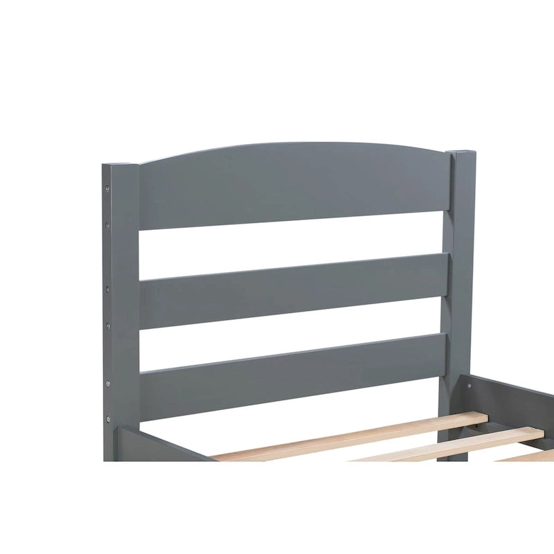 Twin Platform Bed Frame with Storage Drawer | Espresso, White, Walnut, Gray