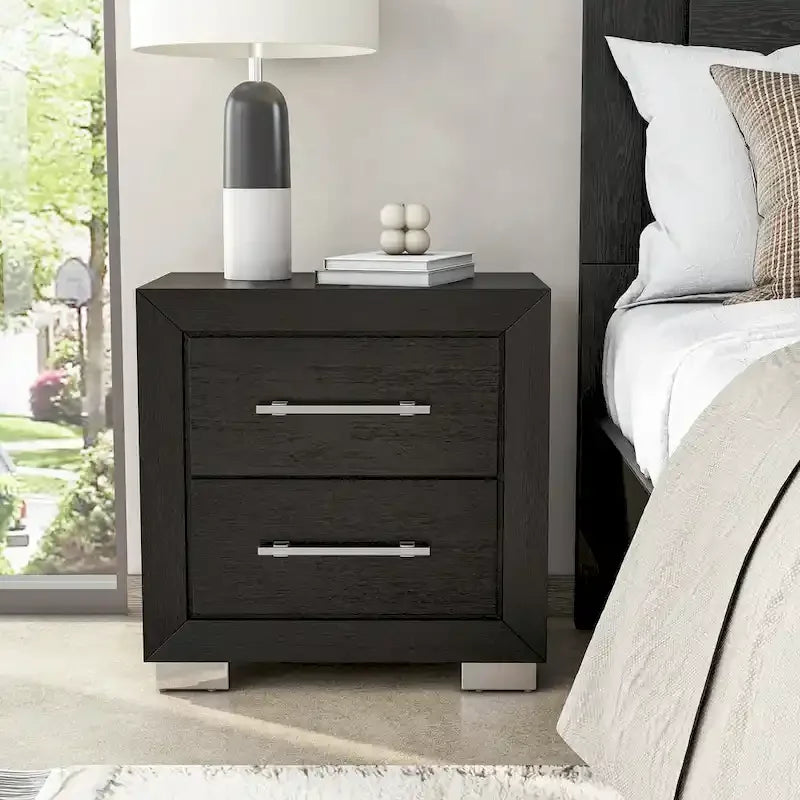 Black Modern King Bedroom Set, 6-Piece, LED Headboard, For 1–2