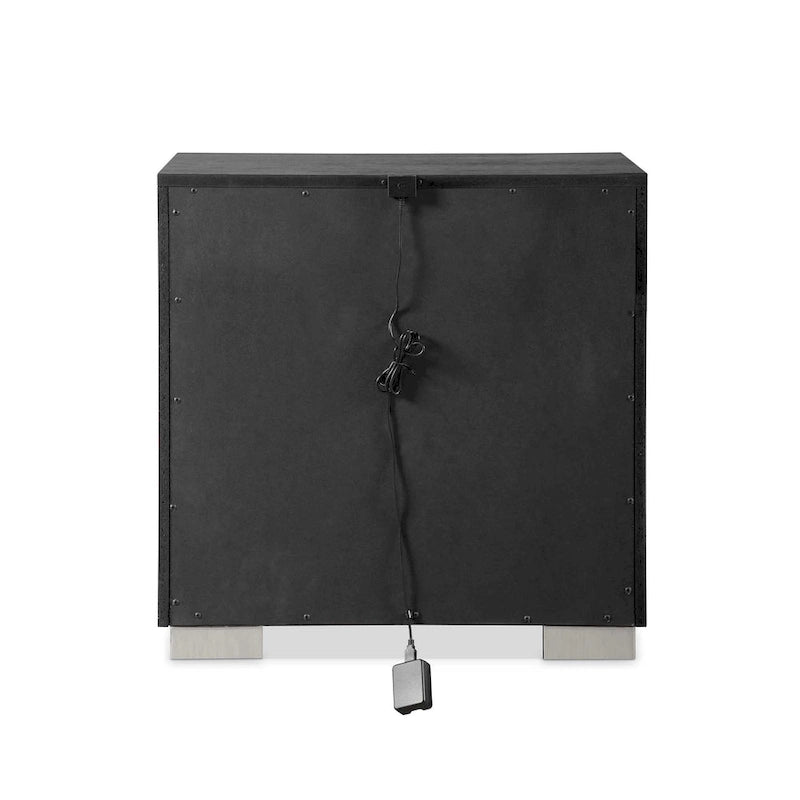 Black Modern King Bedroom Set, 6-Piece, LED Headboard, For 1–2