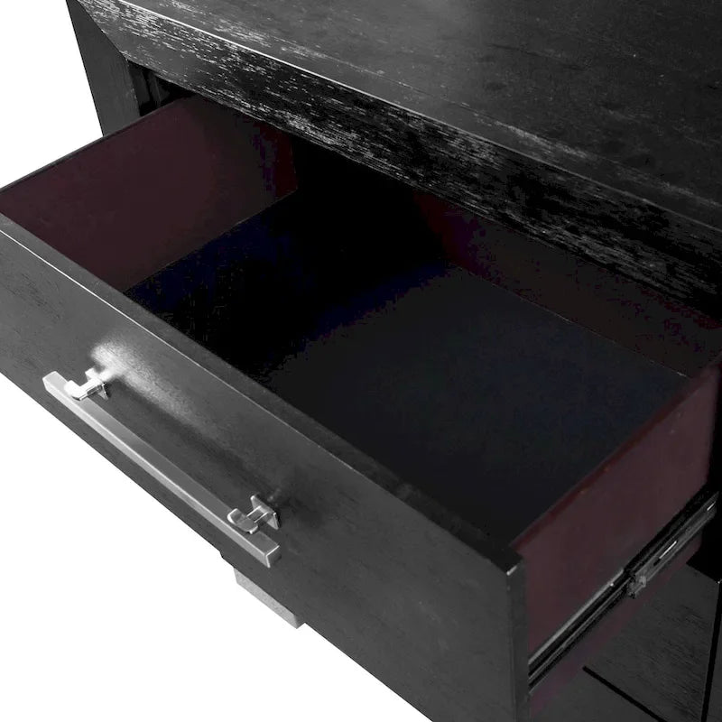 Black Modern King Bedroom Set, 6-Piece, LED Headboard, For 1–2
