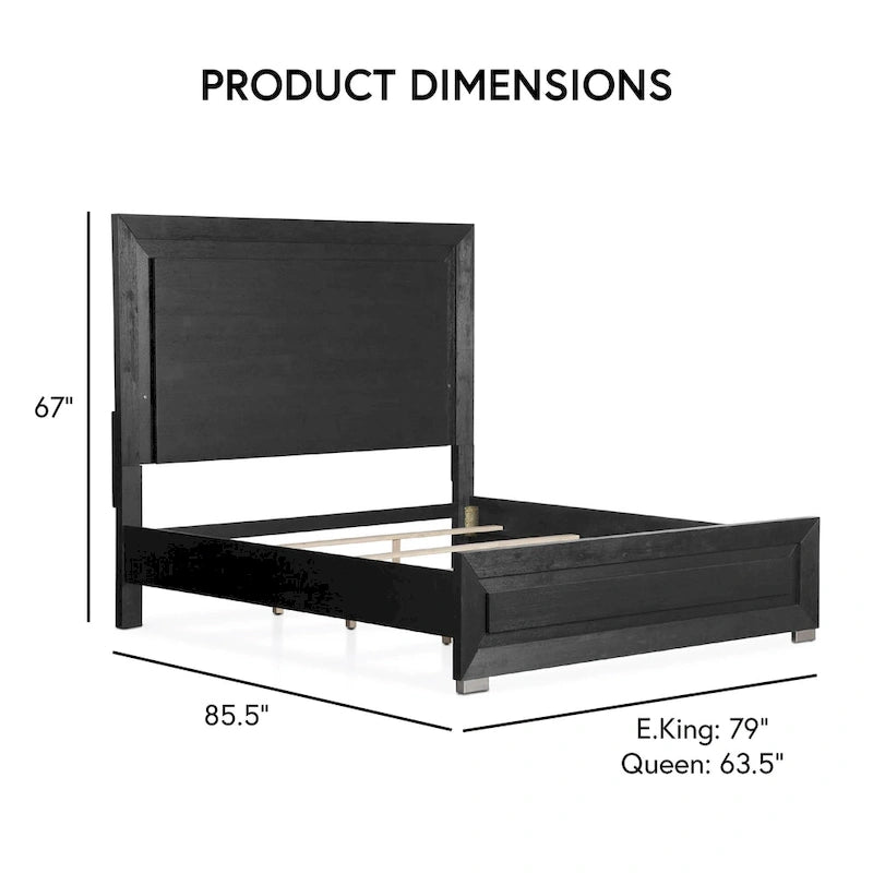 Black Modern King Bedroom Set, 6-Piece, LED Headboard, For 1–2