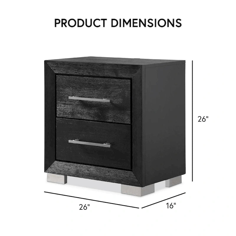 Black Modern King Bedroom Set, 6-Piece, LED Headboard, For 1–2