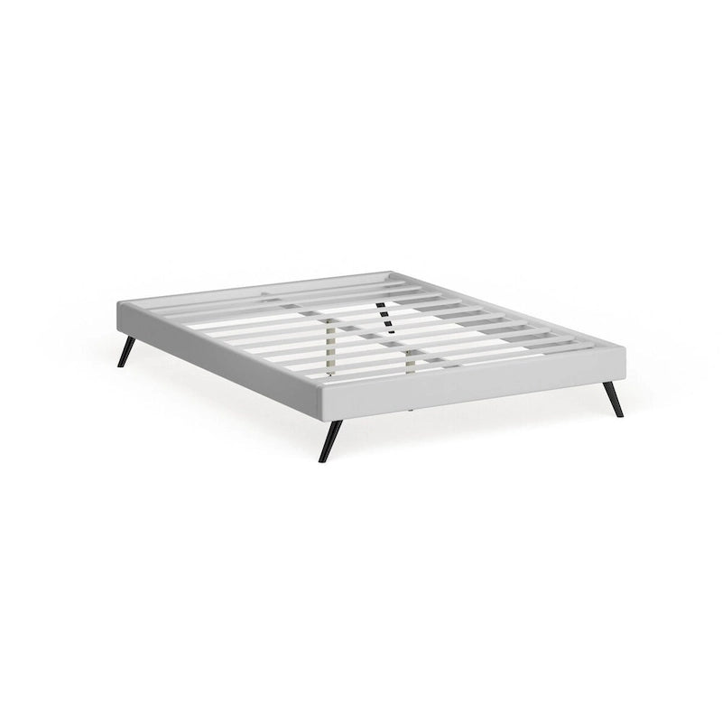 White Vinyl Platform Bed, Queen, 1-Person