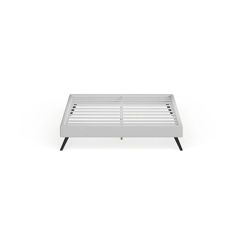White Vinyl Platform Bed, Queen, 1-Person