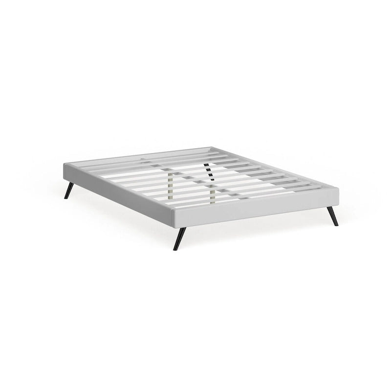 White Vinyl Platform Bed, Queen, 1-Person