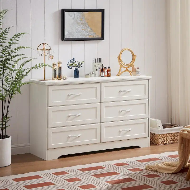 Black/White 6-Drawer Dresser, Modern Style, For 1