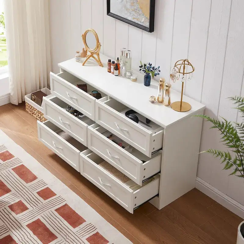Black/White 6-Drawer Dresser, Modern Style, For 1