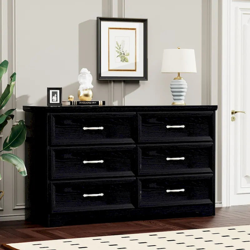 Black/White 6-Drawer Dresser, Modern Style, For 1