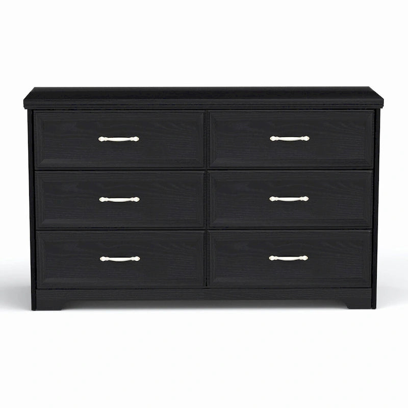 Black/White 6-Drawer Dresser, Modern Style, For 1