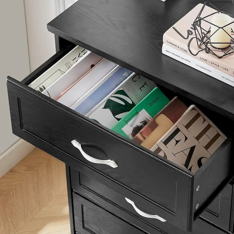 Black/White 6-Drawer Dresser, Modern Style, For 1