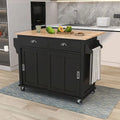 Black / White / Mint Green Drop-Leaf Kitchen Cart with Sliding Barn Door