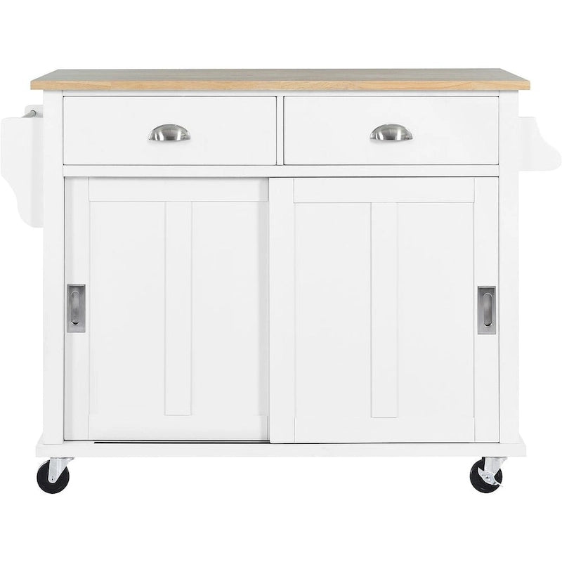 Black / White / Mint Green Drop-Leaf Kitchen Cart with Sliding Barn Door