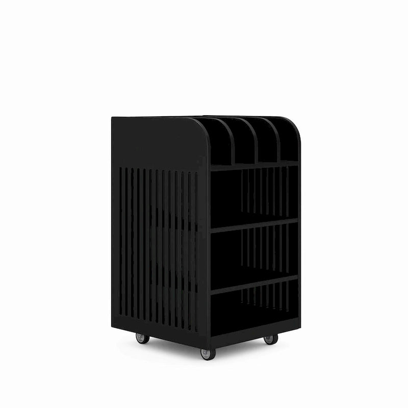 Black / White 6-Tier Kitchen Island Cart with Spice Rack & Locking Casters