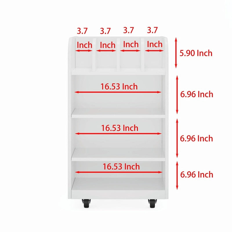 Black / White 6-Tier Kitchen Island Cart with Spice Rack & Locking Casters