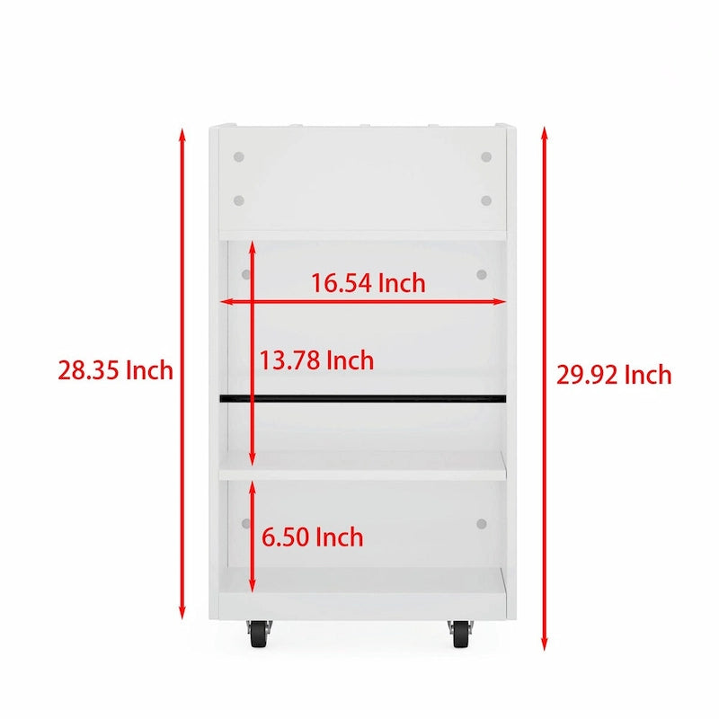 Black / White 6-Tier Kitchen Island Cart with Spice Rack & Locking Casters