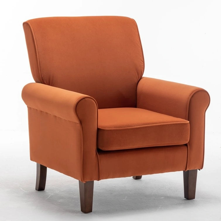 Blue Traditional Accent Armchair – Rolled Arms, Single Seat