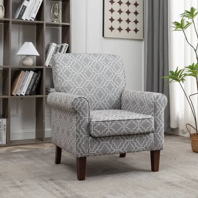 Blue Traditional Accent Armchair – Rolled Arms, Single Seat