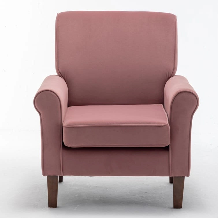 Blue Traditional Accent Armchair – Rolled Arms, Single Seat