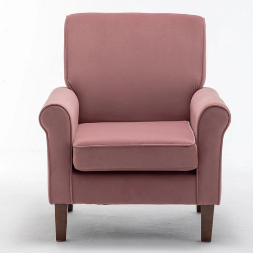 Fauteuil d'appoint traditionnel bleu – Accoudoirs arrondis, Assise simple