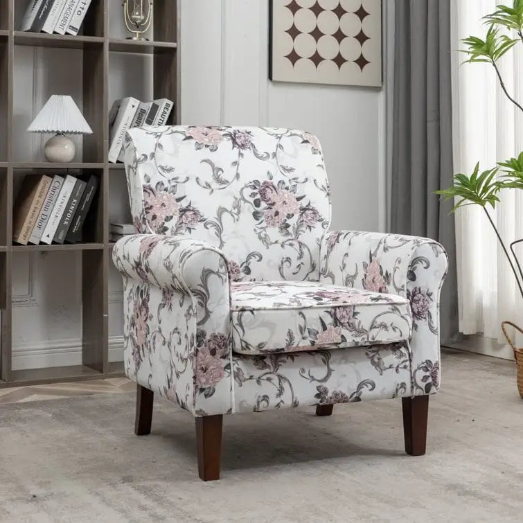 Blue Traditional Accent Armchair – Rolled Arms, Single Seat