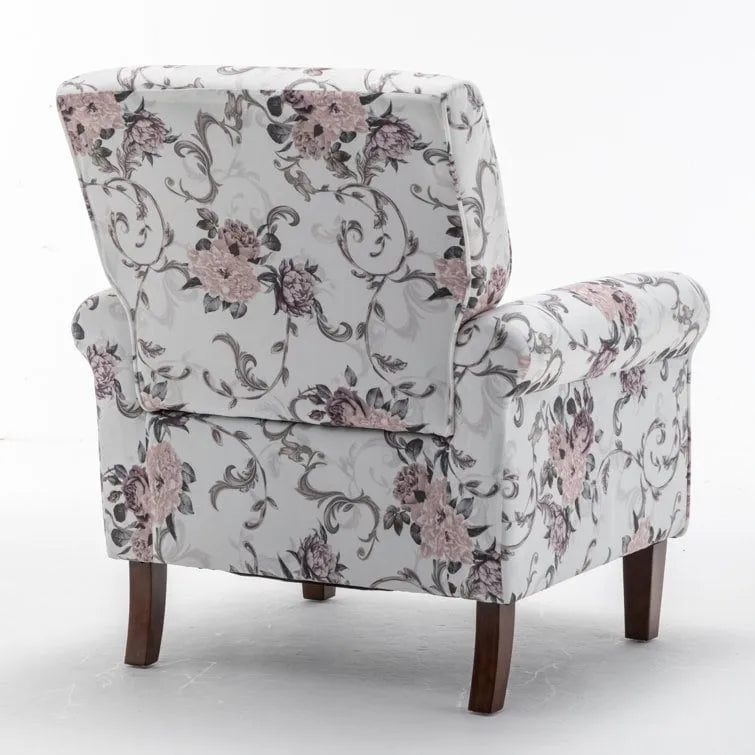 Blue Traditional Accent Armchair – Rolled Arms, Single Seat