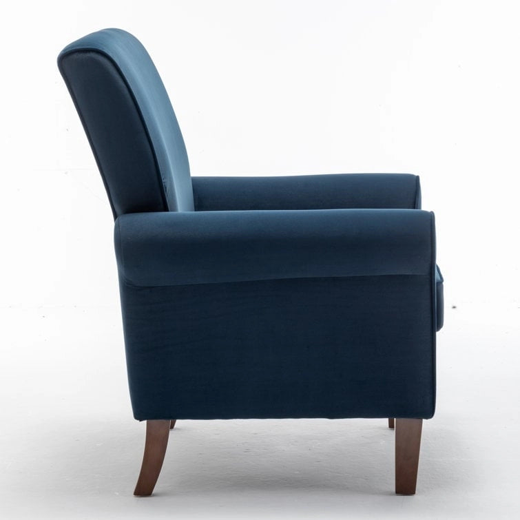 Blue Traditional Accent Armchair – Rolled Arms, Single Seat