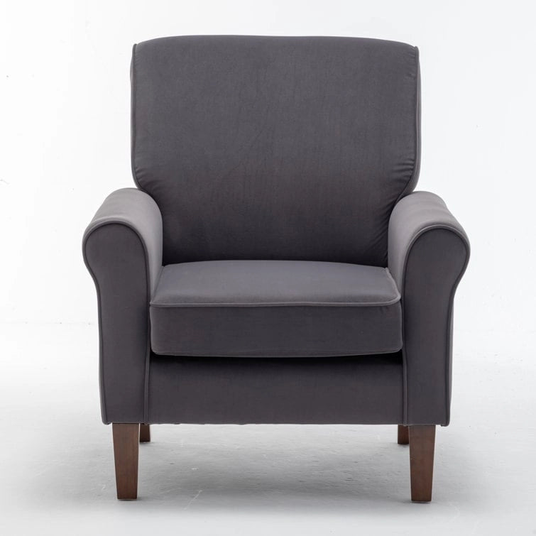 Blue Traditional Accent Armchair – Rolled Arms, Single Seat