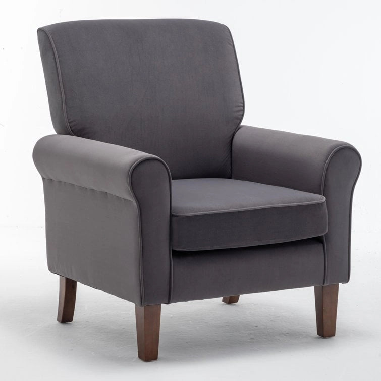 Blue Traditional Accent Armchair – Rolled Arms, Single Seat