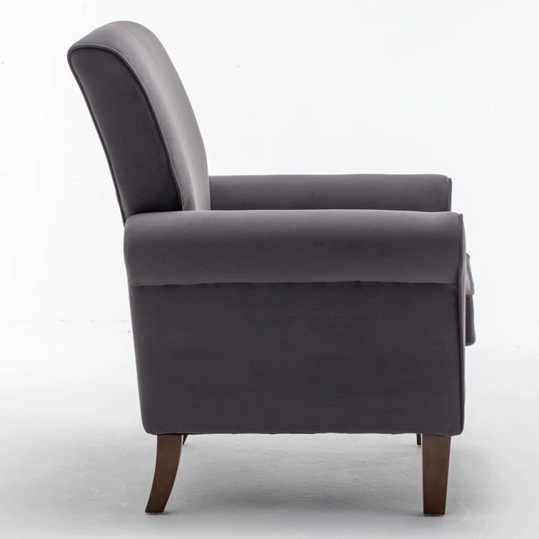 Blue Traditional Accent Armchair – Rolled Arms, Single Seat