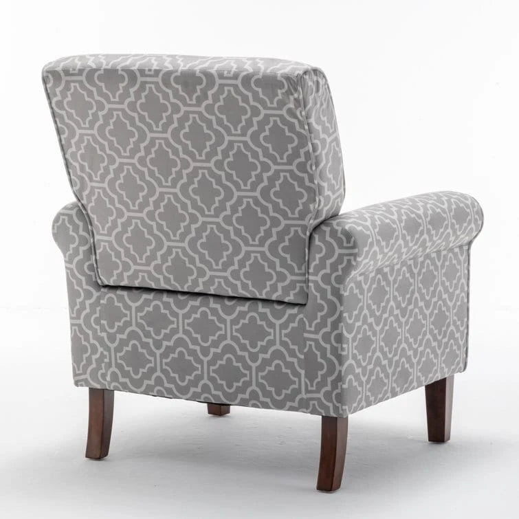 Blue Traditional Accent Armchair – Rolled Arms, Single Seat
