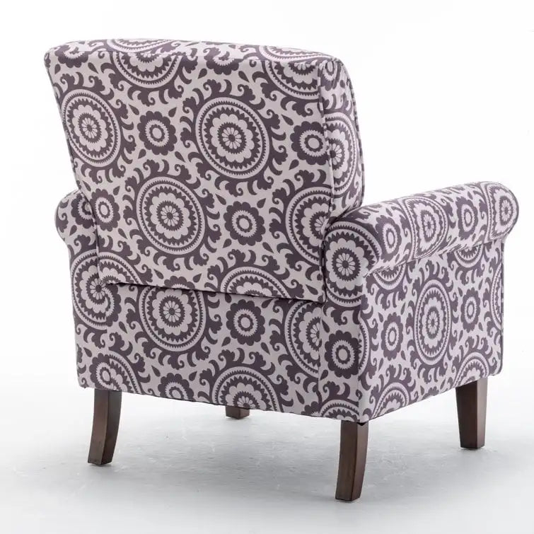 Blue Traditional Accent Armchair – Rolled Arms, Single Seat