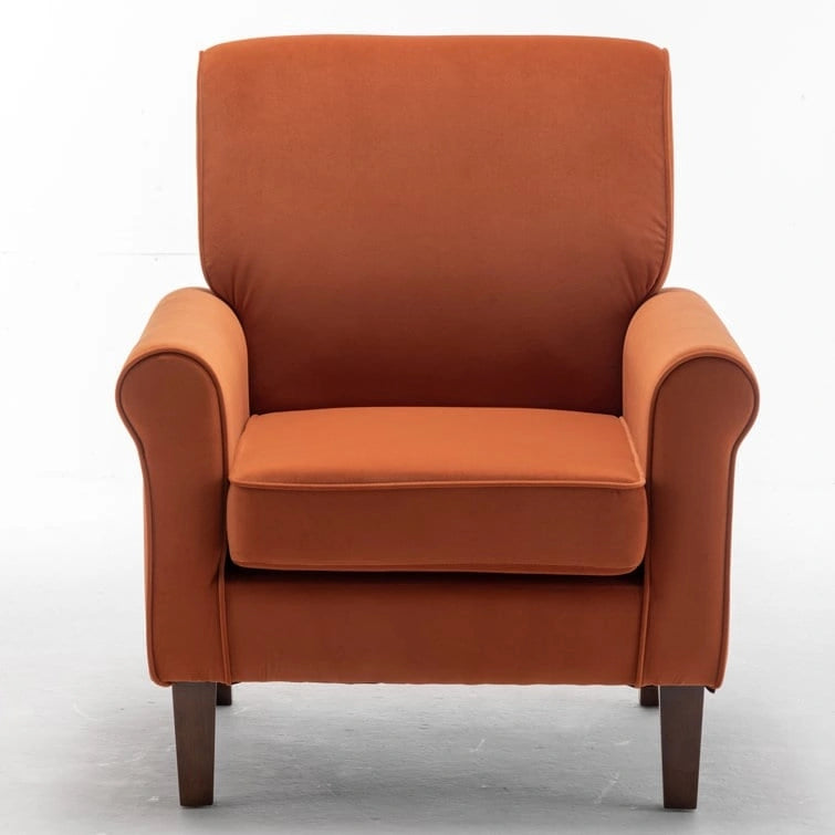 Blue Traditional Accent Armchair – Rolled Arms, Single Seat