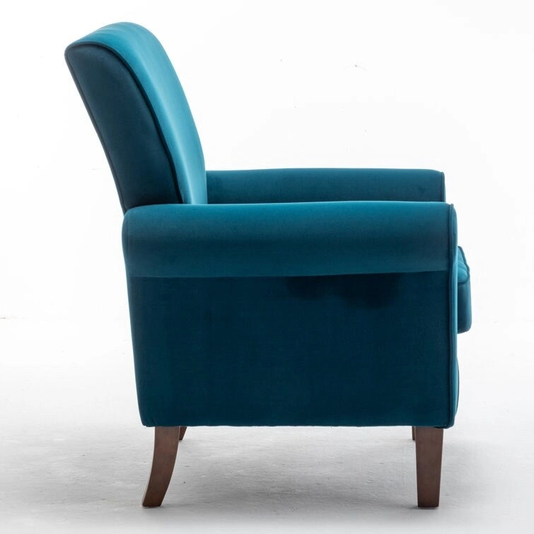 Blue Traditional Accent Armchair – Rolled Arms, Single Seat