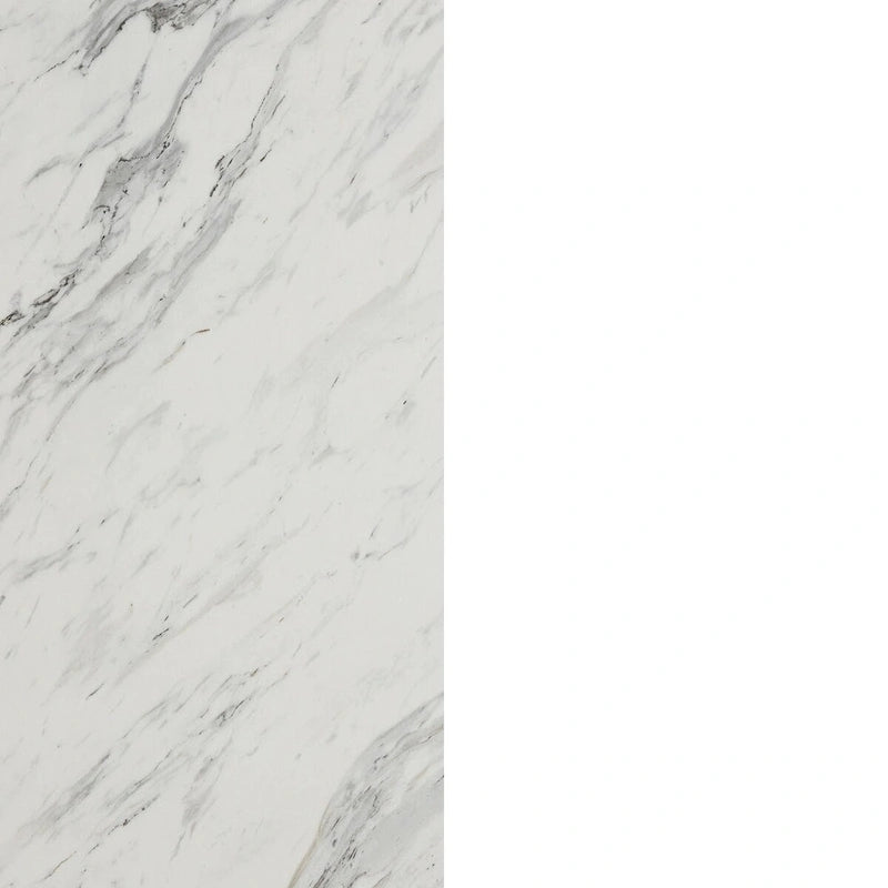 Faux White Marble & White | 2-Door Pantry Cabinet with Hutch & Drawer