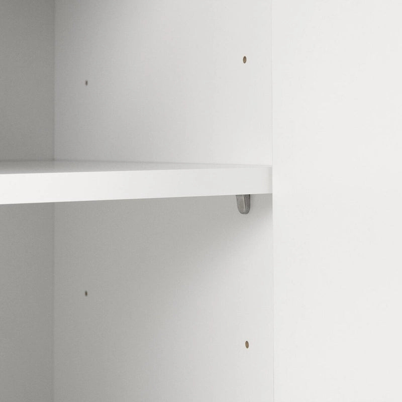 Faux White Marble & White | 2-Door Pantry Cabinet with Hutch & Drawer
