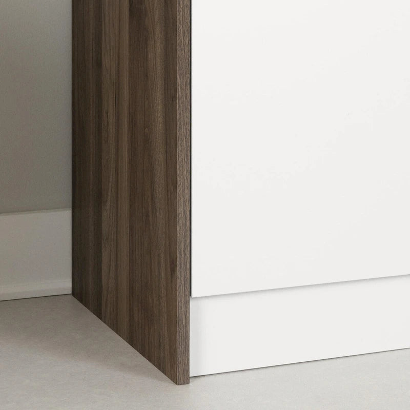 Faux White Marble & White | 2-Door Pantry Cabinet with Hutch & Drawer