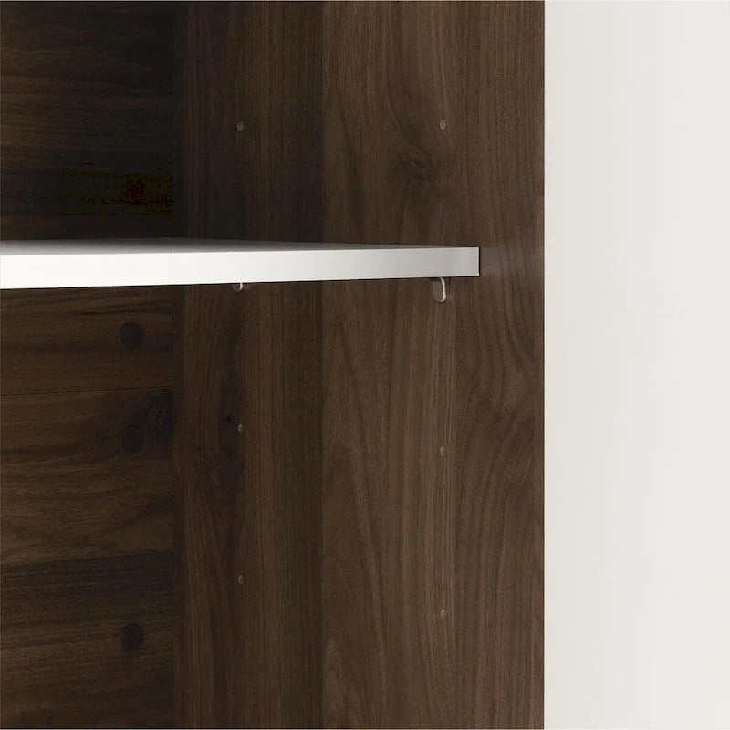Faux White Marble & White | 2-Door Pantry Cabinet with Hutch & Drawer